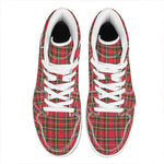 Red And Green Scottish Tartan Print High Top Leather Sneakers