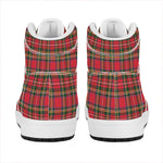 Red And Green Scottish Tartan Print High Top Leather Sneakers