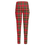 Red And Green Scottish Tartan Print High-Waisted Pocket Leggings