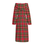 Red And Green Scottish Tartan Print Hooded Bathrobe