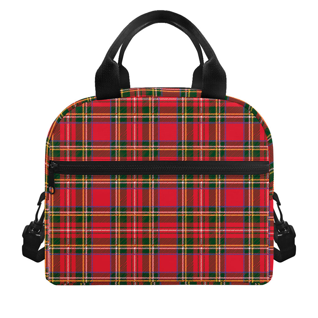 Red And Green Scottish Tartan Print Insulated Lunch Bag