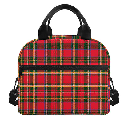 Red And Green Scottish Tartan Print Insulated Lunch Bag