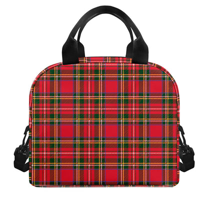 Red And Green Scottish Tartan Print Insulated Lunch Bag