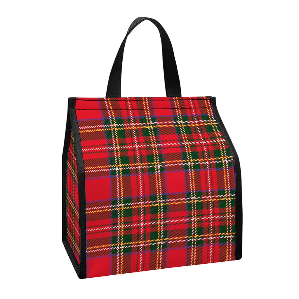 Red And Green Scottish Tartan Print Insulated Lunch Tote