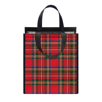 Red And Green Scottish Tartan Print Insulated Lunch Tote