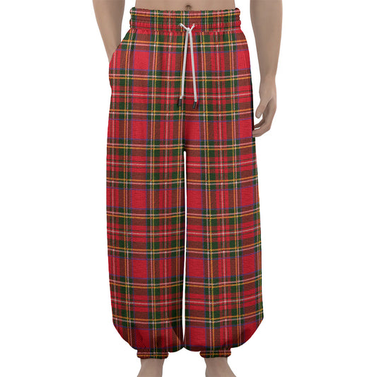 Red And Green Scottish Tartan Print Lantern Pants