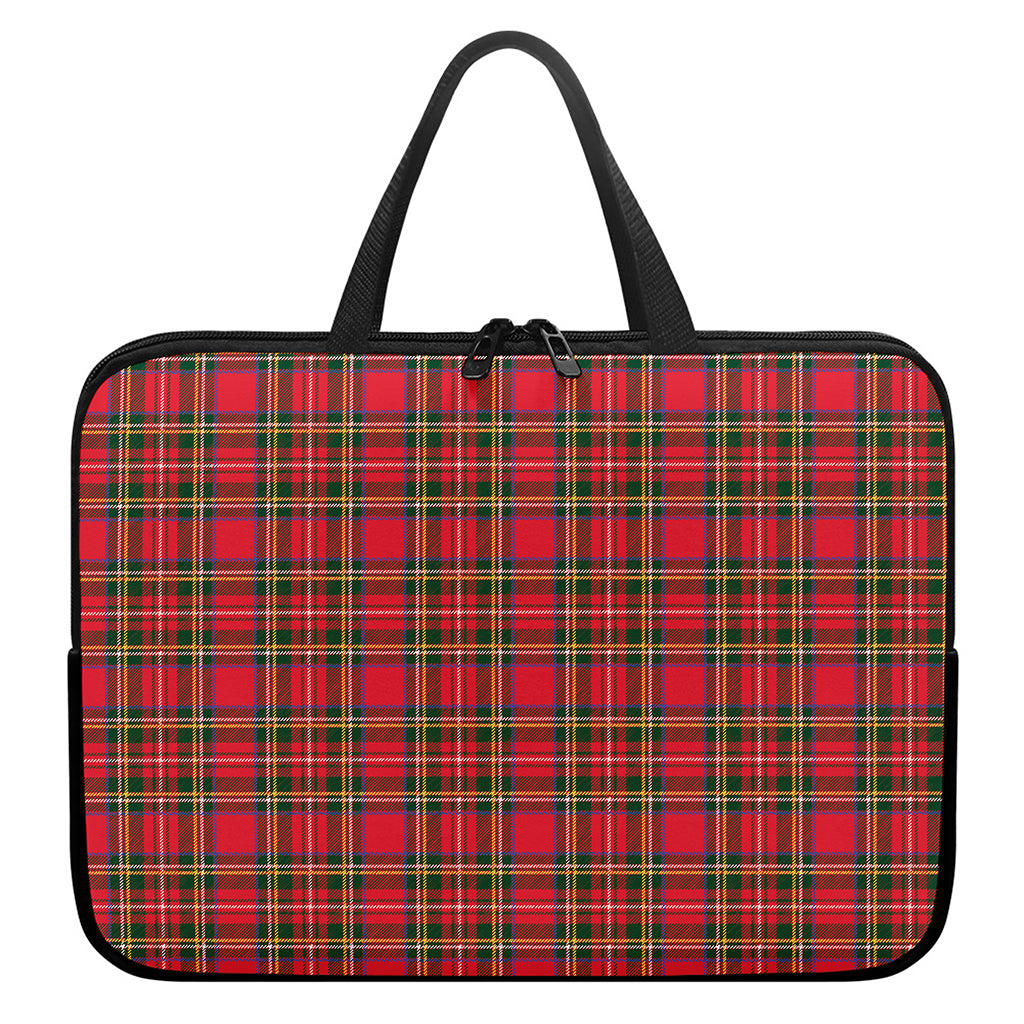 Red And Green Scottish Tartan Print Laptop Sleeve With Handle