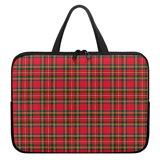 Red And Green Scottish Tartan Print Laptop Sleeve With Handle