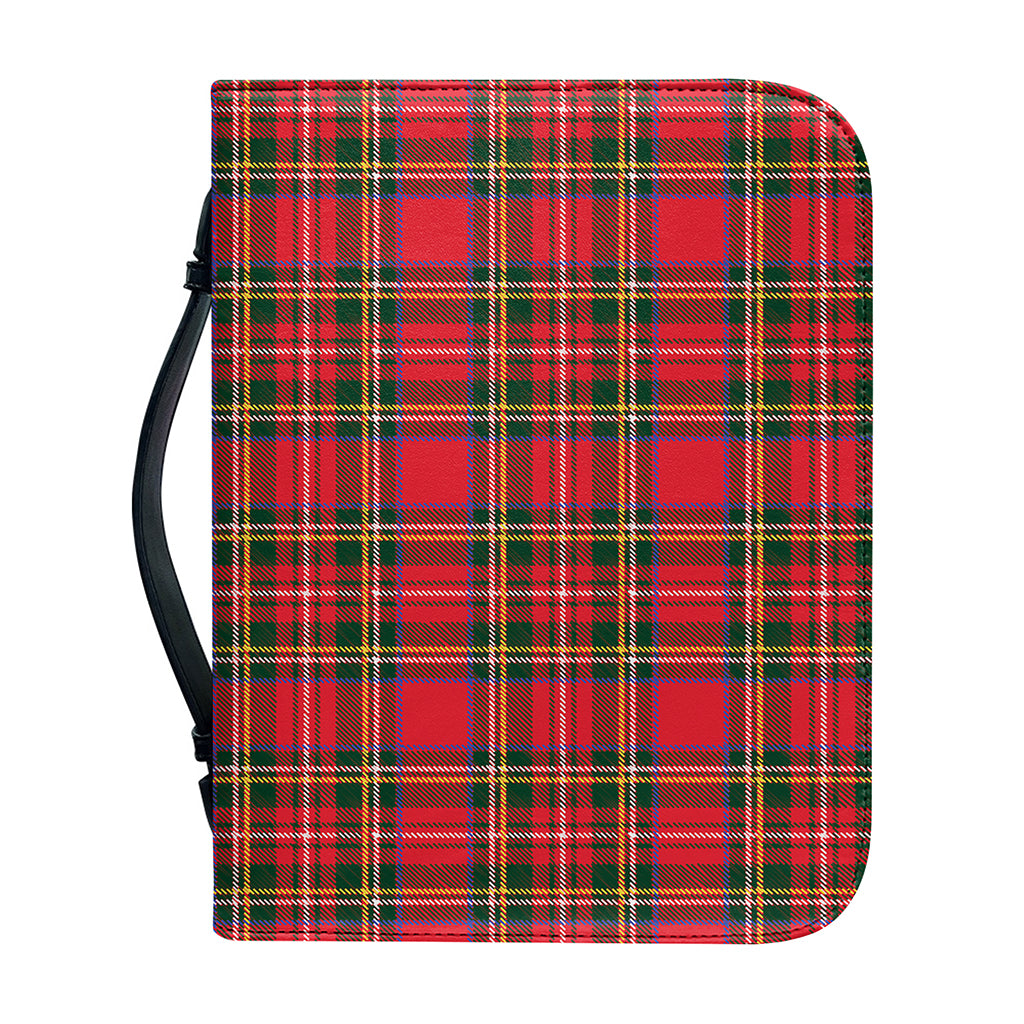 Red And Green Scottish Tartan Print Leather Bible Cover