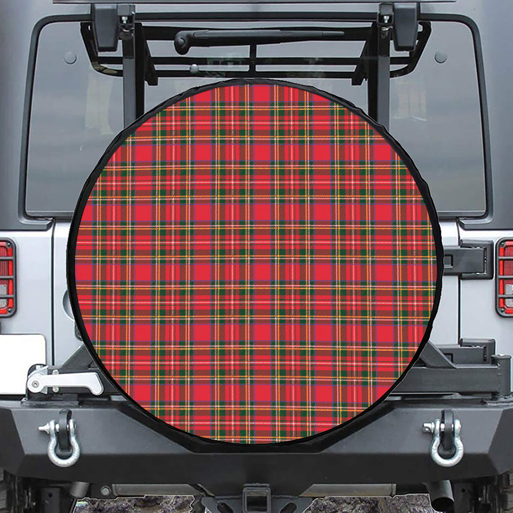 Red And Green Scottish Tartan Print Leather Spare Tire Cover