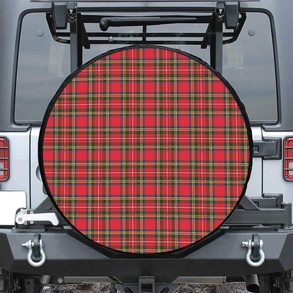 Red And Green Scottish Tartan Print Leather Spare Tire Cover