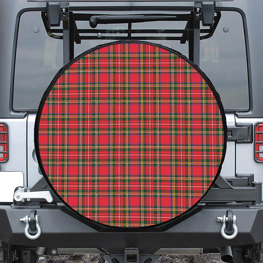 Red And Green Scottish Tartan Print Leather Spare Tire Cover