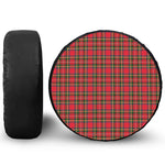 Red And Green Scottish Tartan Print Leather Spare Tire Cover