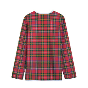 Red And Green Scottish Tartan Print Long Sleeve Short Coat