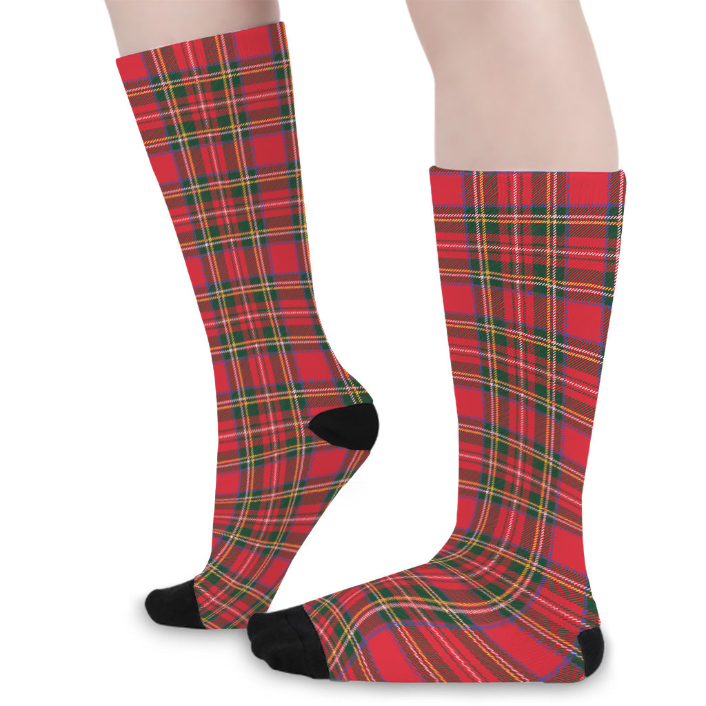 Red And Green Scottish Tartan Print Long Socks