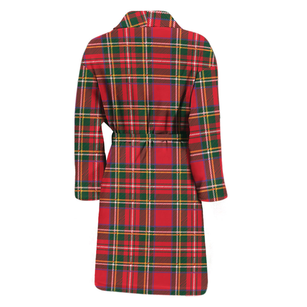 Red And Green Scottish Tartan Print Men's Bathrobe