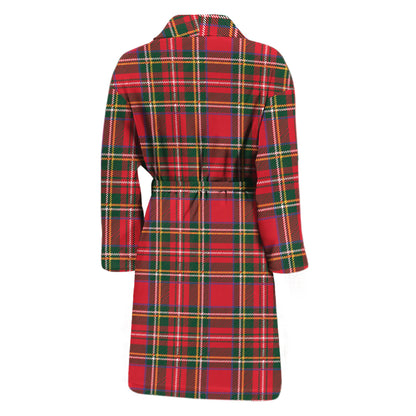 Red And Green Scottish Tartan Print Men's Bathrobe