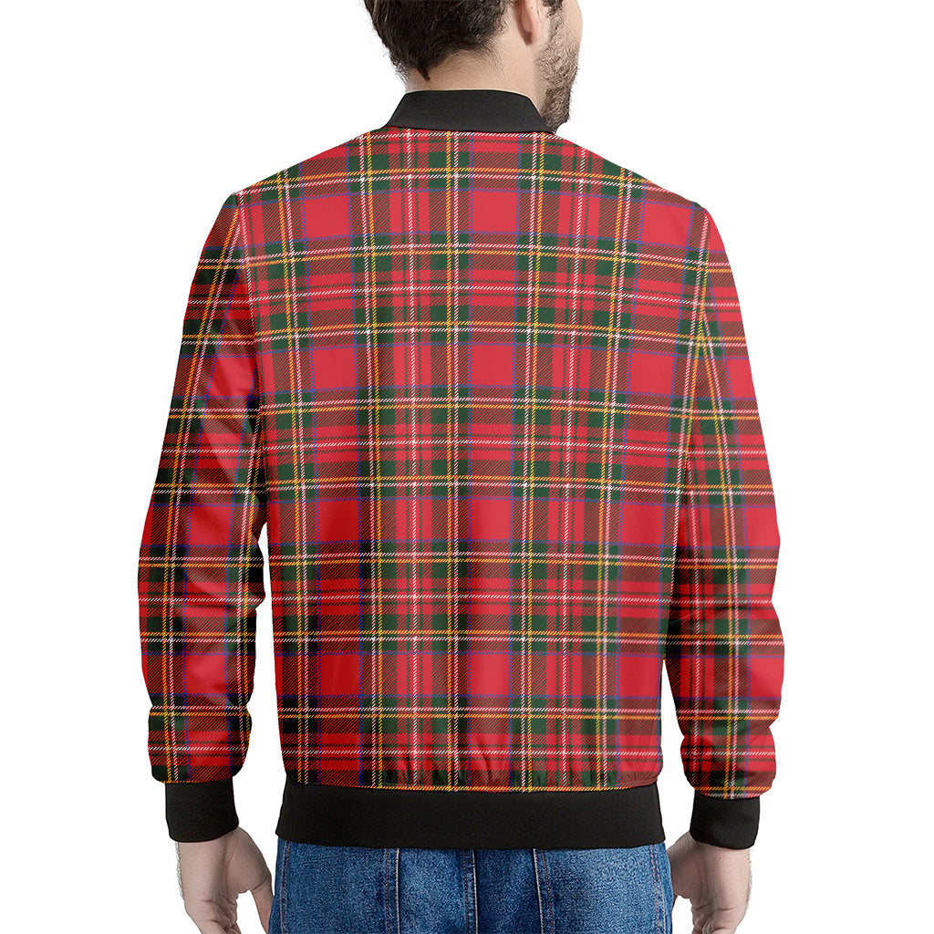 Red And Green Scottish Tartan Print Men's Bomber Jacket