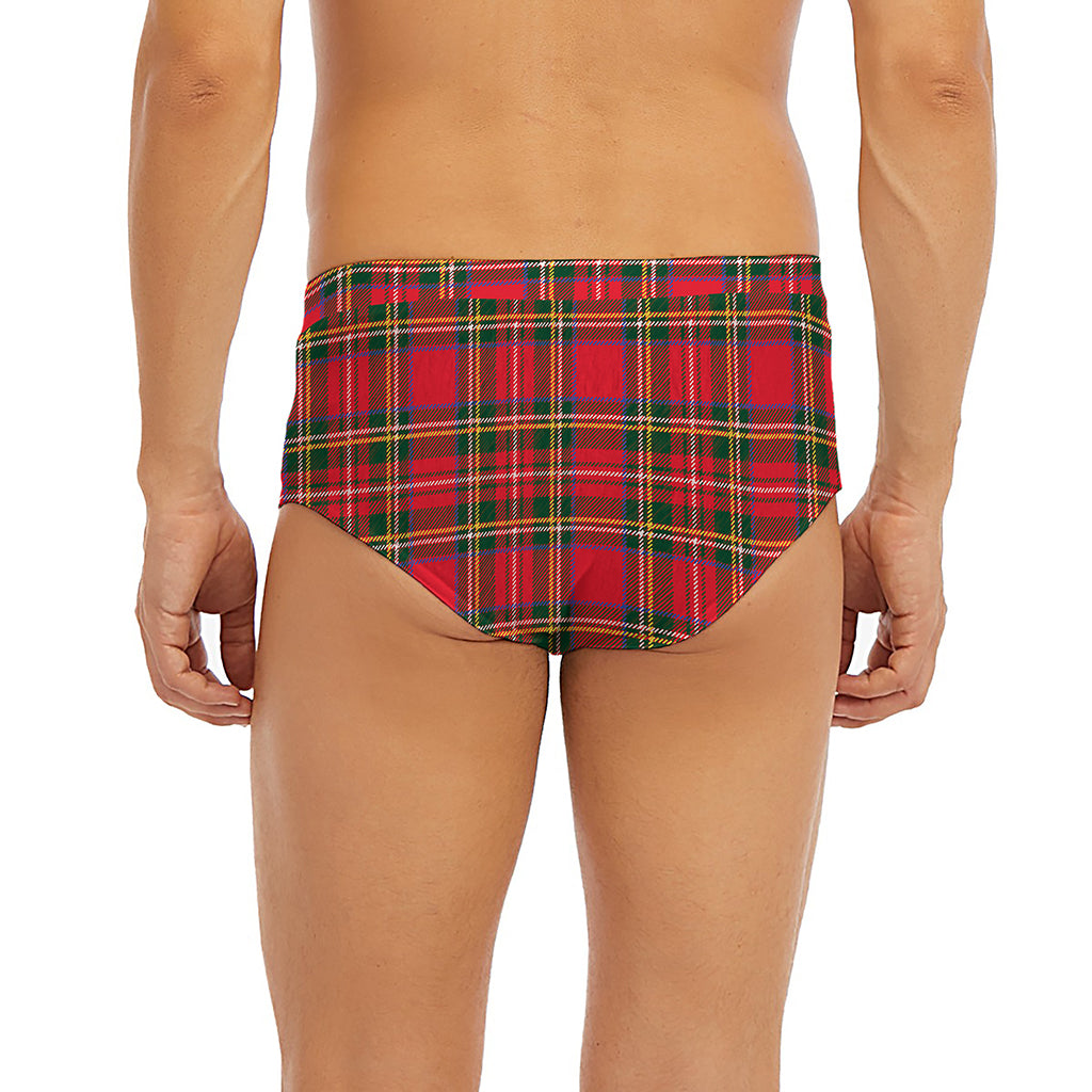 Red And Green Scottish Tartan Print Men's Briefs
