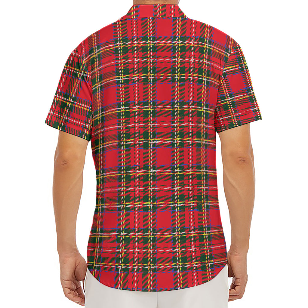 Red And Green Scottish Tartan Print Men's Deep V-Neck Shirt