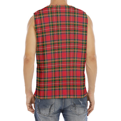 Red And Green Scottish Tartan Print Men's Fitness Tank Top