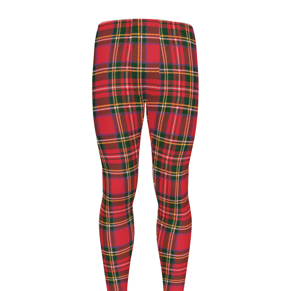 Red And Green Scottish Tartan Print Men's leggings