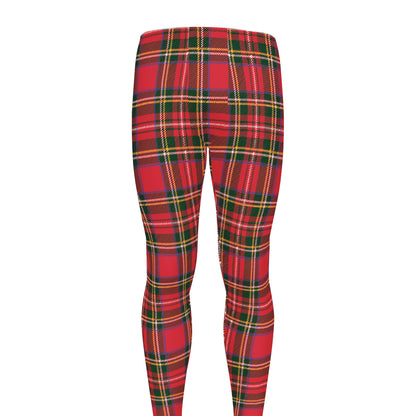Red And Green Scottish Tartan Print Men's leggings