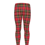 Red And Green Scottish Tartan Print Men's leggings