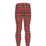 Red And Green Scottish Tartan Print Men's leggings