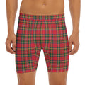 Red And Green Scottish Tartan Print Men's Long Boxer Briefs