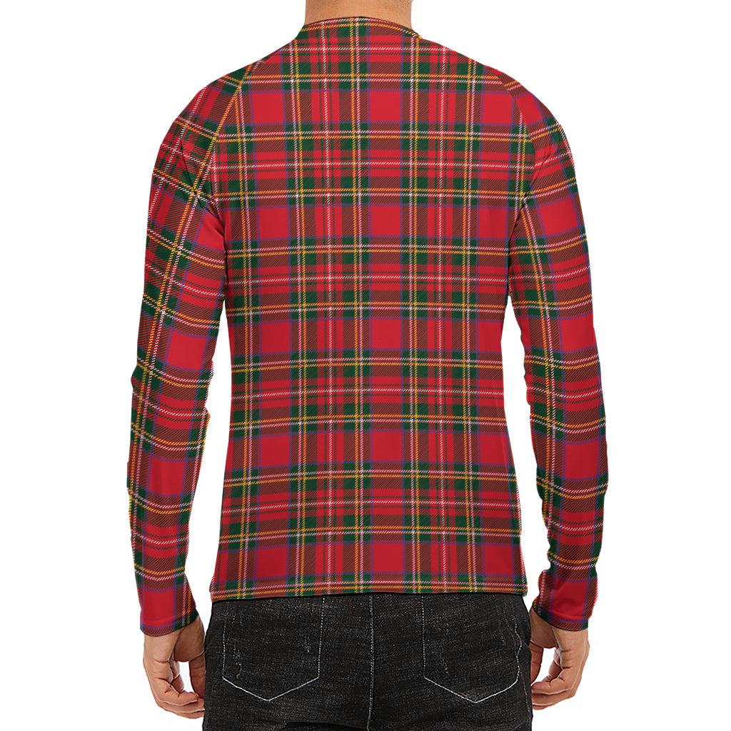Red And Green Scottish Tartan Print Men's Long Sleeve Rash Guard