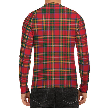 Red And Green Scottish Tartan Print Men's Long Sleeve Rash Guard
