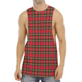 Red And Green Scottish Tartan Print Men's Muscle Tank Top