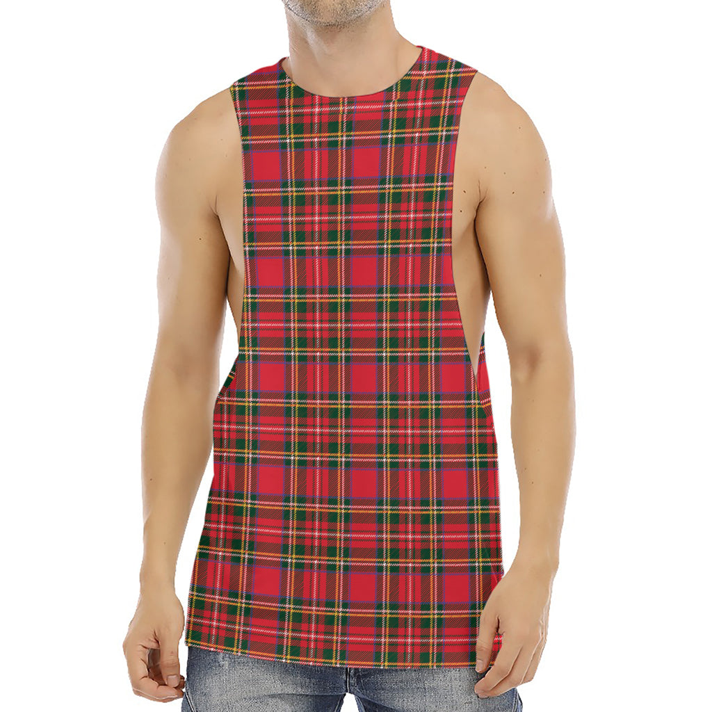 Red And Green Scottish Tartan Print Men's Muscle Tank Top