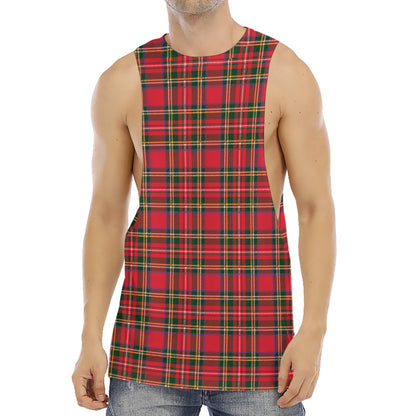 Red And Green Scottish Tartan Print Men's Muscle Tank Top