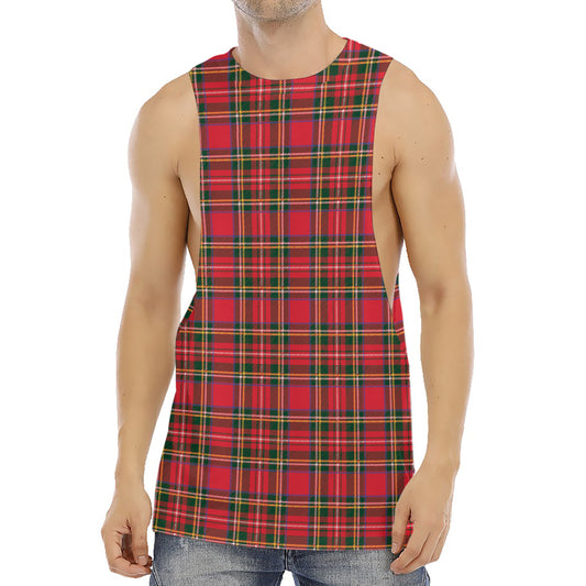 Red And Green Scottish Tartan Print Men's Muscle Tank Top