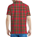 Red And Green Scottish Tartan Print Men's Polo Shirt