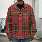 Red And Green Scottish Tartan Print Men's Shirt Jacket