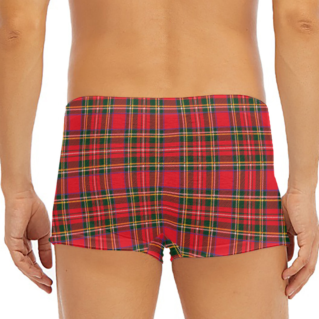 Red And Green Scottish Tartan Print Men's Short Boxer Briefs