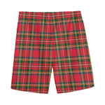 Red And Green Scottish Tartan Print Men's Sports Shorts