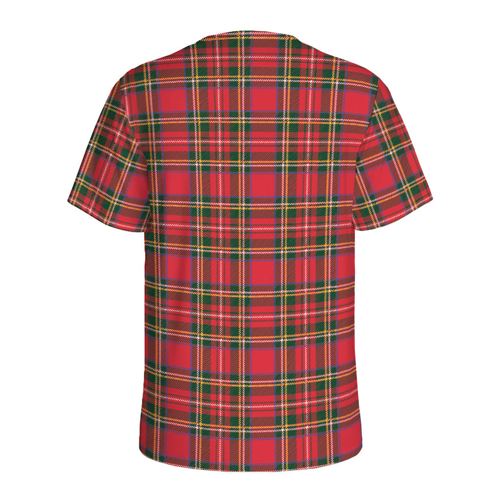 Red And Green Scottish Tartan Print Men's Sports T-Shirt