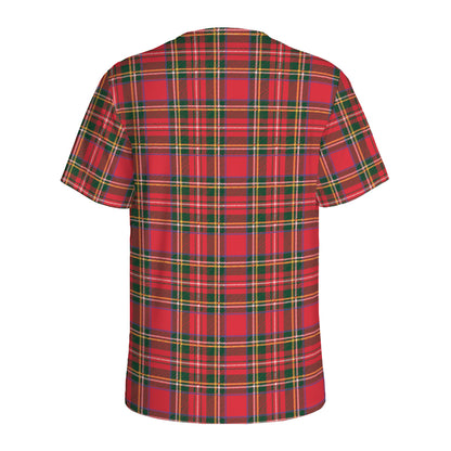 Red And Green Scottish Tartan Print Men's Sports T-Shirt