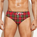 Red And Green Scottish Tartan Print Men's Swim Briefs