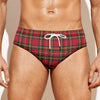 Red And Green Scottish Tartan Print Men's Swim Briefs