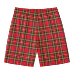 Red And Green Scottish Tartan Print Men's Swim Trunks