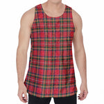 Red And Green Scottish Tartan Print Men's Velvet Tank Top