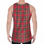 Red And Green Scottish Tartan Print Men's Velvet Tank Top