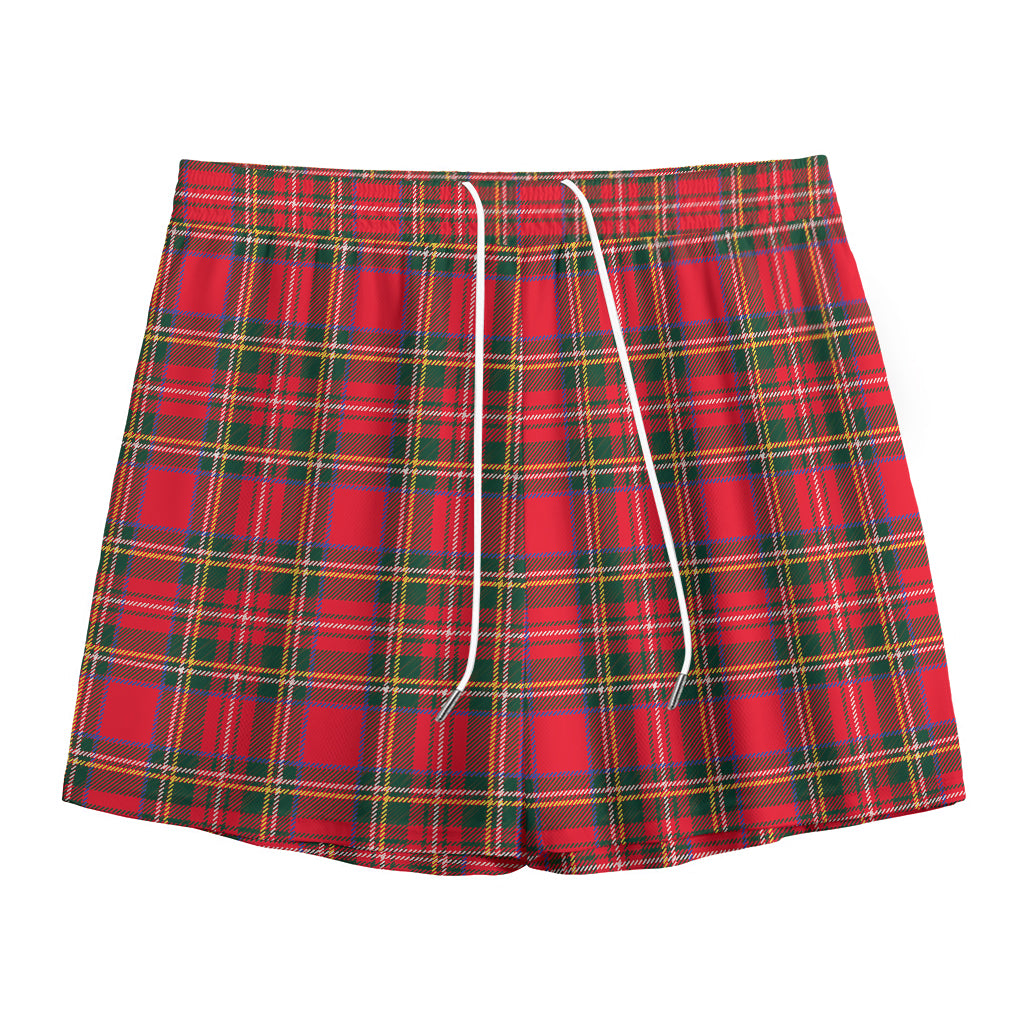 Red And Green Scottish Tartan Print Mesh Shorts