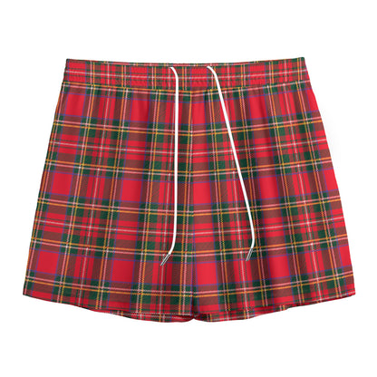 Red And Green Scottish Tartan Print Mesh Shorts