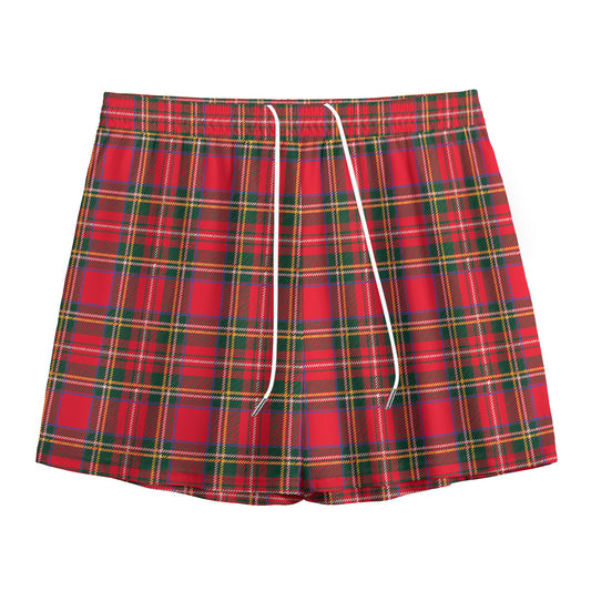 Red And Green Scottish Tartan Print Mesh Shorts